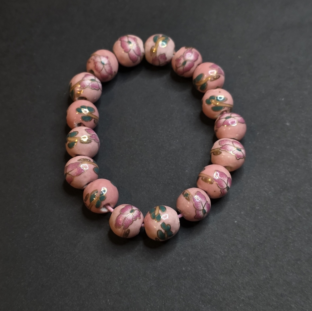 Cloisonne Ceramic Bead Stretch Bracelet